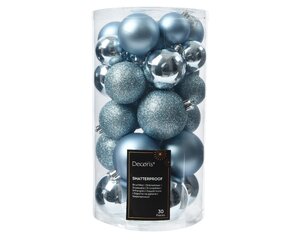 30 onbreekbare kerstballen mixkoker blue ice