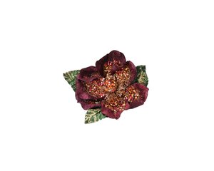 Bloem op clip 20 cm bordeaux rood