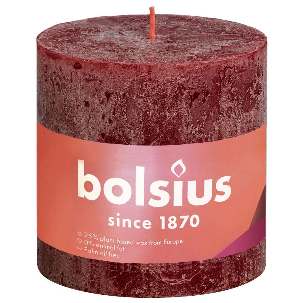 Pracht vlam Aan het water Bolsius kaars rustiek 10x10 cm velvet rood - Koopkerstverlichting.nl