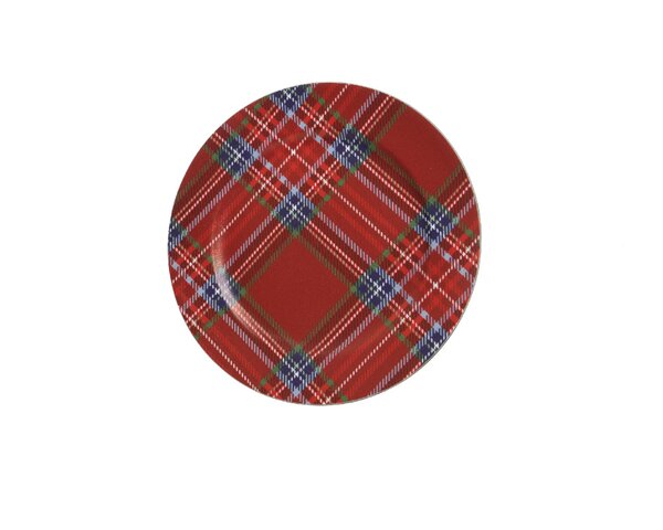 Decoratiebord ruit rood rond 33 cm 