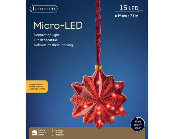 Decoratieve lamp ster microled 15 lampjes - afbeelding 2