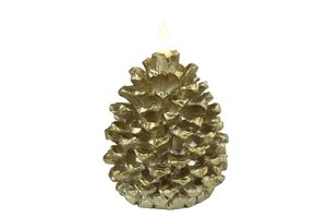 Dennenappel led kaars 13,5 cm goud