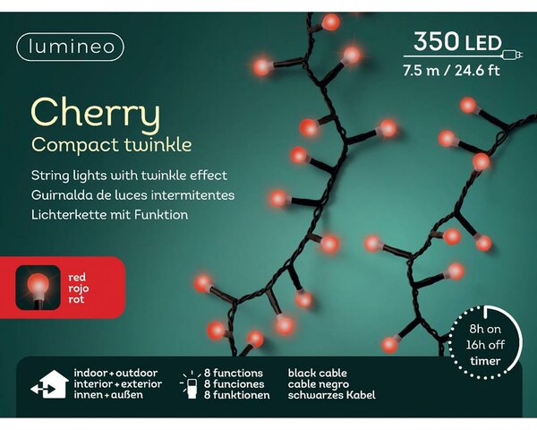 Led cherry lights compact 350 lamps rood - afbeelding 2