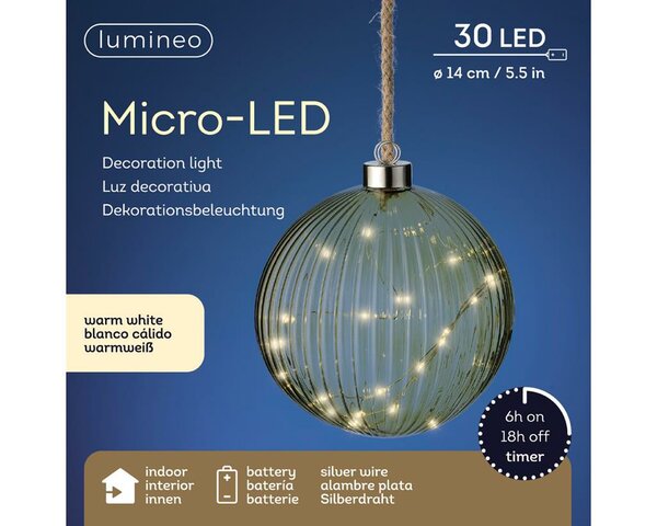 Micro led bal 14cm groen warm wit - afbeelding 2