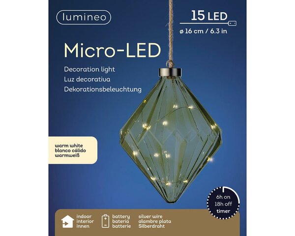 Micro led diamant 16 cm groen warm wit - afbeelding 2