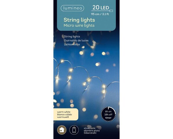 Microled kerstverlichting warm wit 20 lamps - afbeelding 2