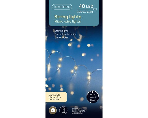 Microled kerstverlichting warm wit 40 lamps - afbeelding 2