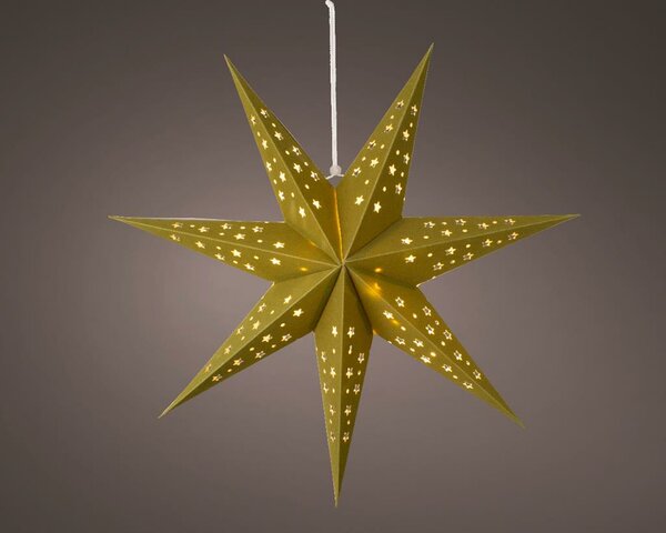 Papieren kerstster lamp batterijen 60 cm goud