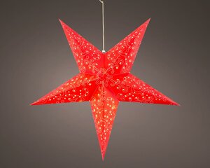 Papieren kerstster lamp batterijen 60 cm rood