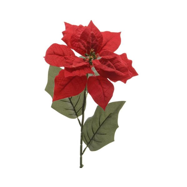 Poinsettia op steel zijde 67 cm rood