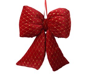 Strik polyester rood met glitter 21 cm