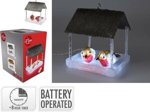 Vogelhuisje met led 23 cm zwart dak